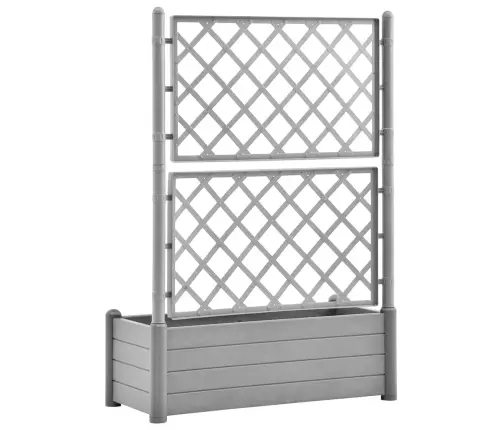 Dārza Puķu Kaste Ar Špaleru, 100X43X142 Cm, Akmens Pelēka, Pp Vidaxl