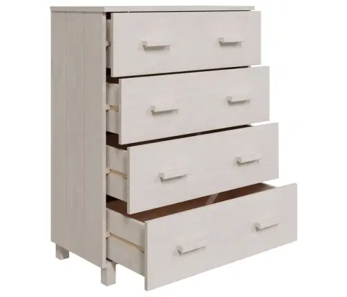 Kumode Hamar, Balta, 79X40X103,5 Cm, Priedes Masīvkoks Vidaxl