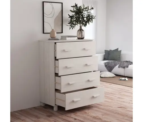 Kumode Hamar, Balta, 79X40X103,5 Cm, Priedes Masīvkoks Vidaxl