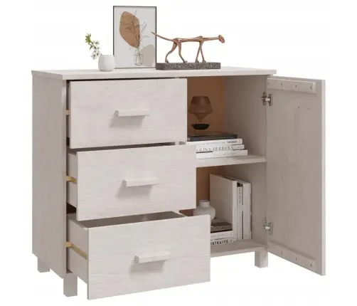 Šoninė Spintelė Hamar, Balta, 90X40X80cm Pušies Masyvas