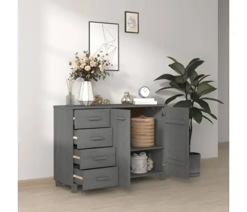 Kumode Hamar, Tumši Pelēka, 113X40X80 Cm, Priedes Masīvkoks Vidaxl