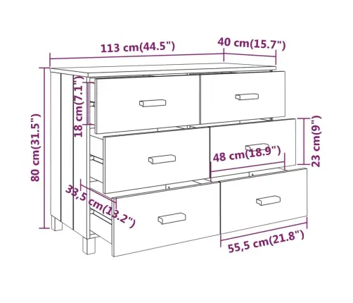 Kumode Hamar, Balta, 113X40X80 Cm, Priedes Masīvkoks Vidaxl Kumode Hamar, Balta, 113X40X80 Cm, Priedes Masīvkoks Vidaxl