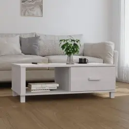 Kafijas Galdiņš Hamar, Balts, 100X55X35 Cm, Priedes Masīvkoks Vidaxl