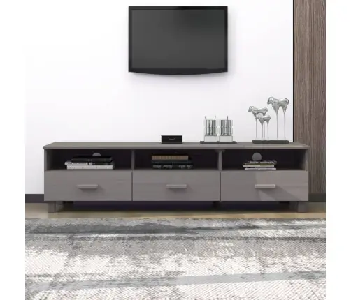 Tv Skapītis Hamar, Pelēks, 158X40X40 Cm, Priedes Masīvkoks Vidaxl