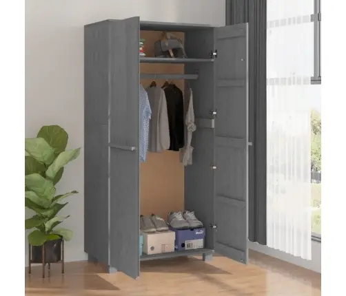 Skapis Hamar, Tumši Pelēks, 89X50X180 Cm, Priedes Masīvkoks Vidaxl