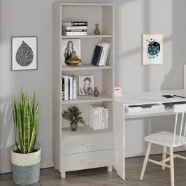 Komoda Hamar, Balta, 60X35X180cm Pušies Medienos Masyvas