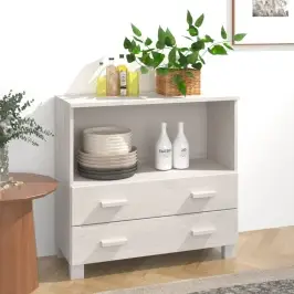 Kumode Hamar, Balta, 85X35X80 Cm, Priedes Masīvkoks Vidaxl