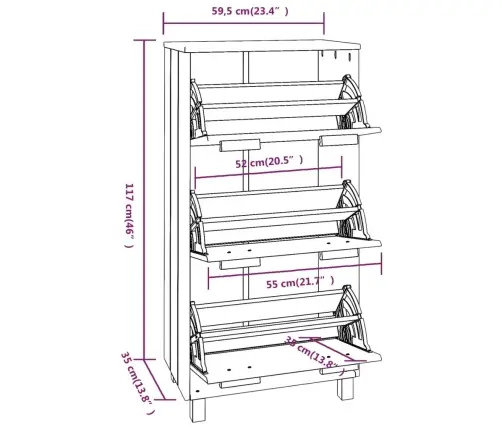 Kingakapp "Hamar", Meepruun, 59,5X35X117 cm Männipuit