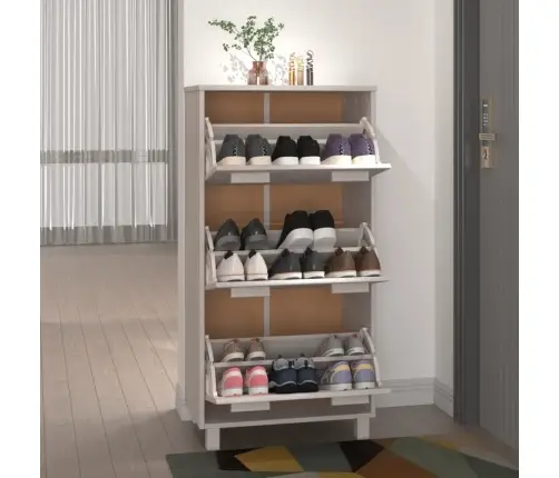 Apavu Skapis Hamar, Balts, 59,5X35X117 Cm, Priedes Koks Vidaxl