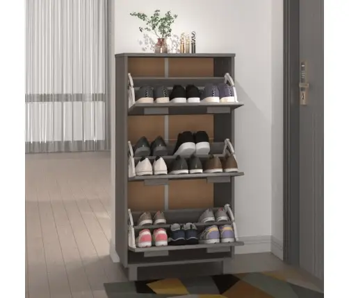 Apavu Skapis Hamar, Gaiši Pelēks, 59,5X35X117 Cm, Priedes Koks Vidaxl