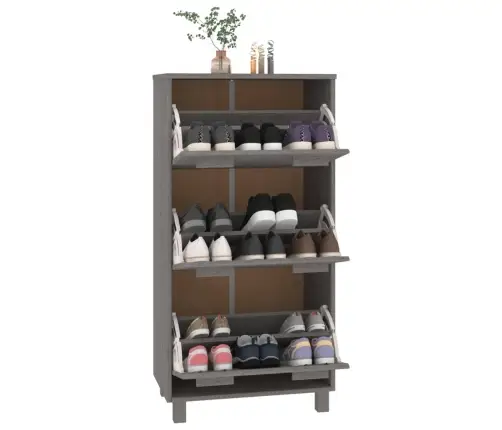 Apavu Skapis Hamar, Gaiši Pelēks, 59,5X35X117 Cm, Priedes Koks Vidaxl