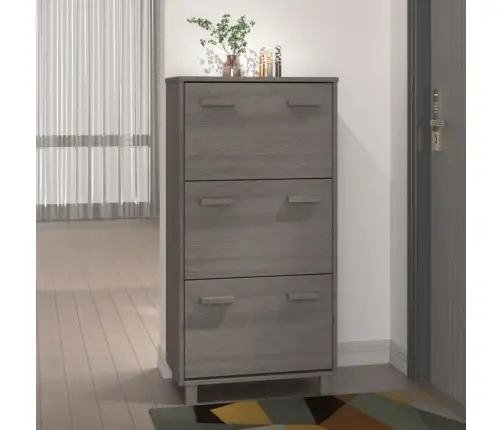 Apavu Skapis Hamar, Gaiši Pelēks, 59,5X35X117 Cm, Priedes Koks Vidaxl