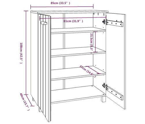 Apavu Skapis Hamar, Tumši Pelēks, 85X40X108 Cm, Priedes Koks Vidaxl