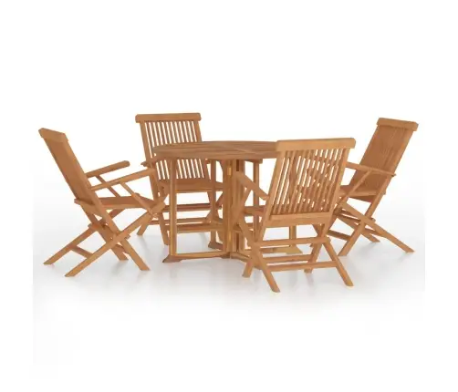 5-Daļīgs Dārza Mēbeļu Komplekts, Saliekams, Masīvs Tīkkoks Vidaxl