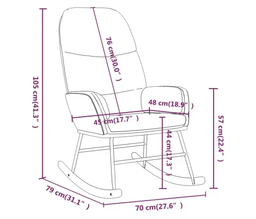 Šūpuļkrēsls, Krēmbalts Audums Vidaxl