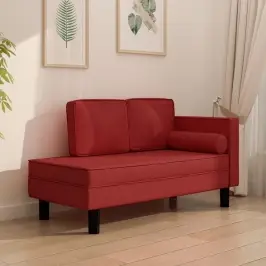 Poilsio Sofa Su Pagalvėmis Ir Ilga Pagalve, Vyno, Dirbtinė Oda
