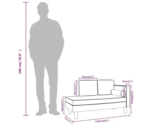 Poilsio Sofa Su Pagalvėmis/Ilga Pagalve, Kapučino, Dirbtinė Oda
