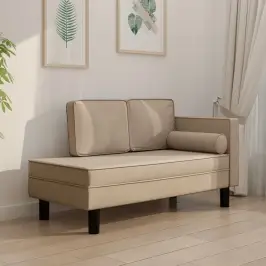 Poilsio Sofa Su Pagalvėmis/Ilga Pagalve, Kapučino, Dirbtinė Oda