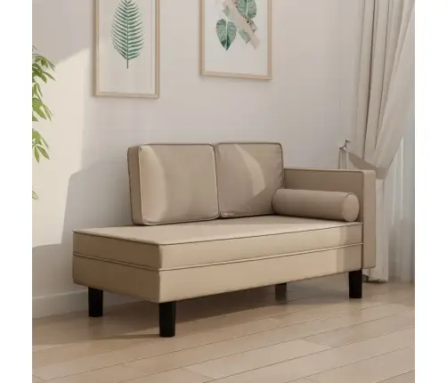 Poilsio Sofa Su Pagalvėmis/Ilga Pagalve, Kapučino, Dirbtinė Oda