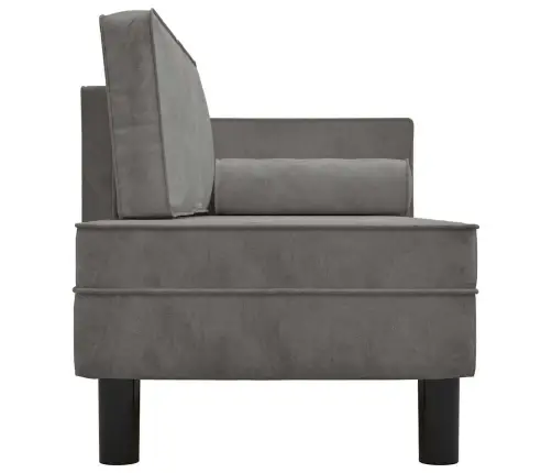 Poilsio Sofa Su Pagalvėmis Ir Ilga Pagalve, Pilka, Aksomas