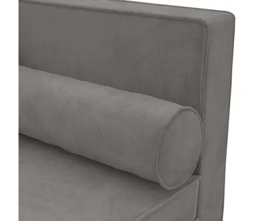 Poilsio Sofa Su Pagalvėmis Ir Ilga Pagalve, Pilka, Aksomas