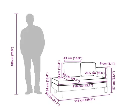 Poilsio Sofa Su Pagalvėmis Ir Ilga Pagalve, Pilka, Aksomas