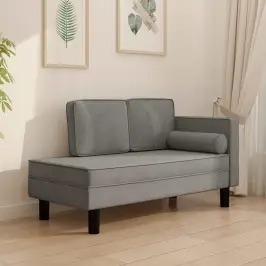 Poilsio Sofa Su Pagalvėmis Ir Ilga Pagalve, Pilka, Aksomas