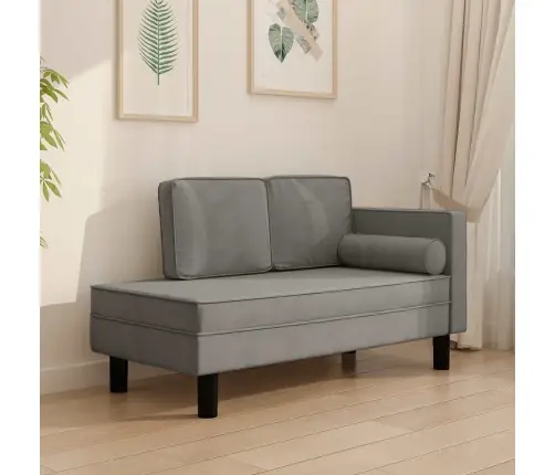 Poilsio Sofa Su Pagalvėmis Ir Ilga Pagalve, Pilka, Aksomas