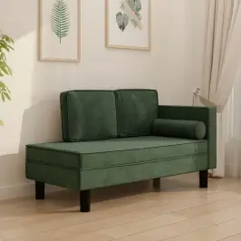 Poilsio Sofa Su Pagalvėmis/Ilga Pagalve, Tamsiai Žalia, Aksomas