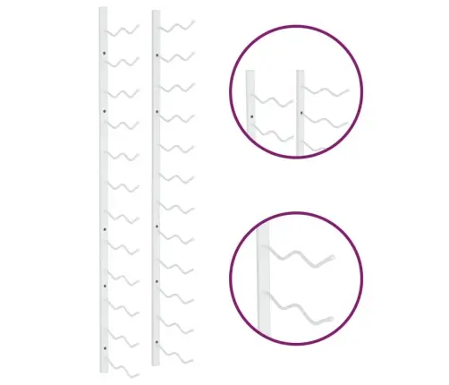 Seinale Kinnitatav Veiniriiul 24 Pudelile, Valge Raud