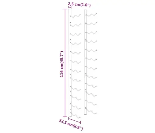 Prie Sienos Montuojami Vyno Laikikliai, 2Vnt., Aukso, Geležis