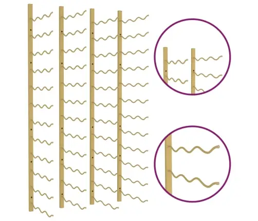 Sienas Vīna Pudeļu Plaukts 36 Pudelēm, 2 Gab., Zeltaina Dzelzs Vidaxl