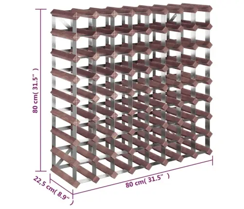 Vīna Pudeļu Plaukts 72 Pudelēm, Brūns Priedes Masīvkoks Vidaxl