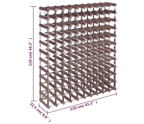 Vīna Pudeļu Plaukts 120 Pudelēm, Brūns Priedes Masīvkoks Vidaxl