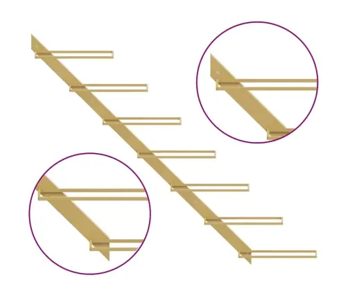 Vīna Pudeļu Sienas Plaukts 7 Pudelēm, Zeltains Metāls Vidaxl