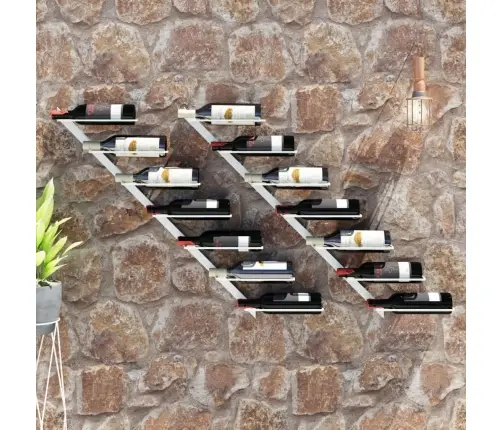 Vīna Pudeļu Sienas Plaukts 7 Pudelēm, 2 Gab., Balts Metāls Vidaxl