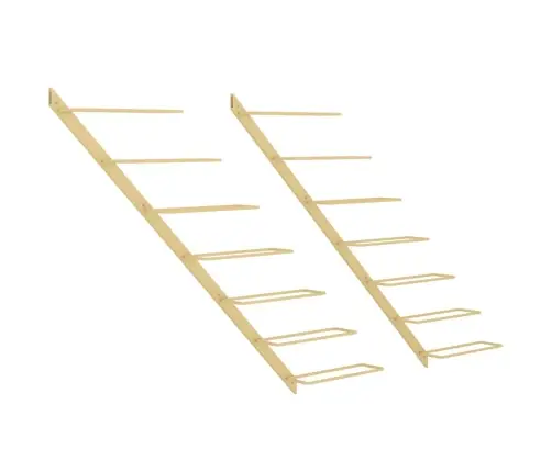 Vīna Pudeļu Sienas Plaukts 7 Pudelēm, 2 Gab., Zeltains Metāls Vidaxl