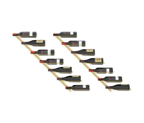 Vīna Pudeļu Sienas Plaukts 7 Pudelēm, 2 Gab., Zeltains Metāls Vidaxl