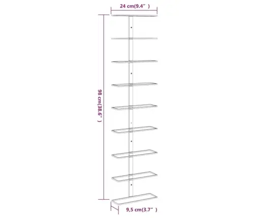Vīna Pudeļu Sienas Plaukts 9 Pudelēm, Balts, Dzelzs Vidaxl