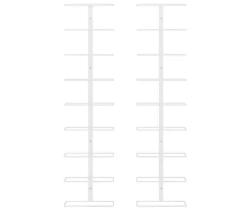 Vīna Pudeļu Sienas Plaukti 9 Pudelēm, 2 Gab., Balti, Dzelzs Vidaxl