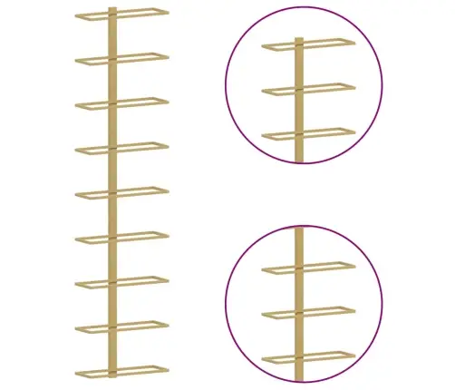 Seinale Kinnitatav Veiniriiul 9 Pudelile 2 Tk, Kuldne, Raud