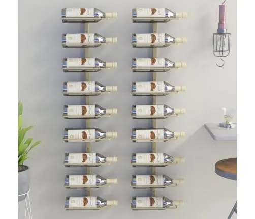 Seinale Kinnitatav Veiniriiul 9 Pudelile 2 Tk, Kuldne, Raud