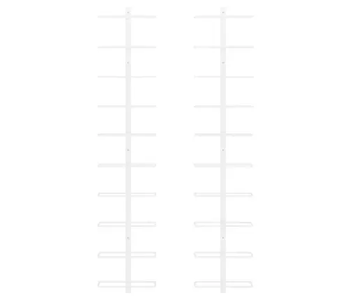 Vīna Pudeļu Sienas Plaukti 10 Pudelēm, 2 Gab., Balti, Metāls Vidaxl