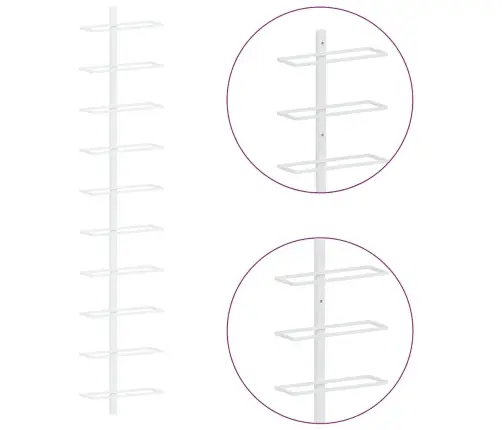 Vīna Pudeļu Sienas Plaukti 10 Pudelēm, 2 Gab., Balti, Metāls Vidaxl