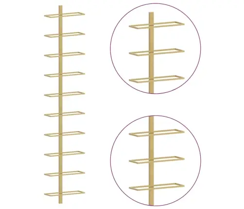 Vīna Pudeļu Sienas Plaukti 10 Pudelēm, 2 Gab., Zeltains Metāls Vidaxl