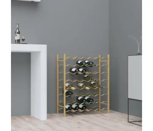 Vīna Pudeļu Plaukts, 48 Pudelēm, Zelta Krāsas Metāls Vidaxl