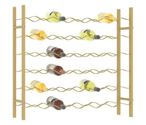 Vīna Pudeļu Plaukts, 36 Pudelēm, Zelta Krāsas Metāls Vidaxl