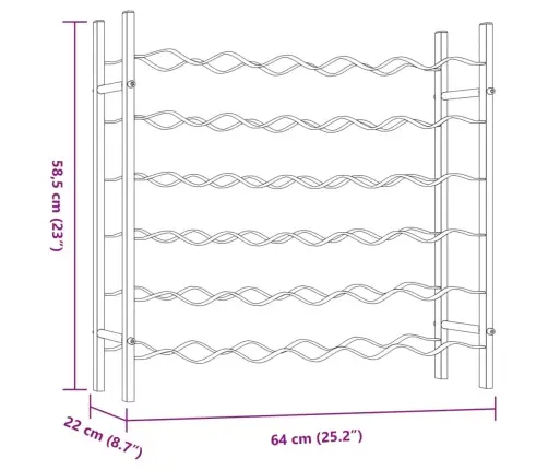 Vīna Pudeļu Plaukts, 36 Pudelēm, Zelta Krāsas Metāls Vidaxl