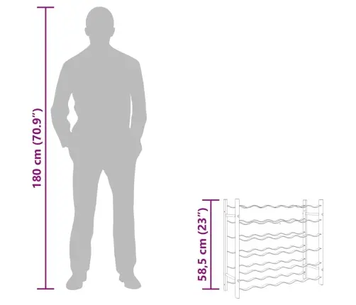 Vīna Pudeļu Plaukts, 36 Pudelēm, Zelta Krāsas Metāls Vidaxl