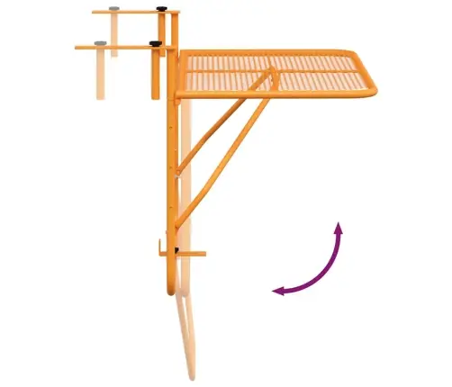 Balkona Galdiņš, Dzeltens, 60X40 Cm, Tērauds Vidaxl